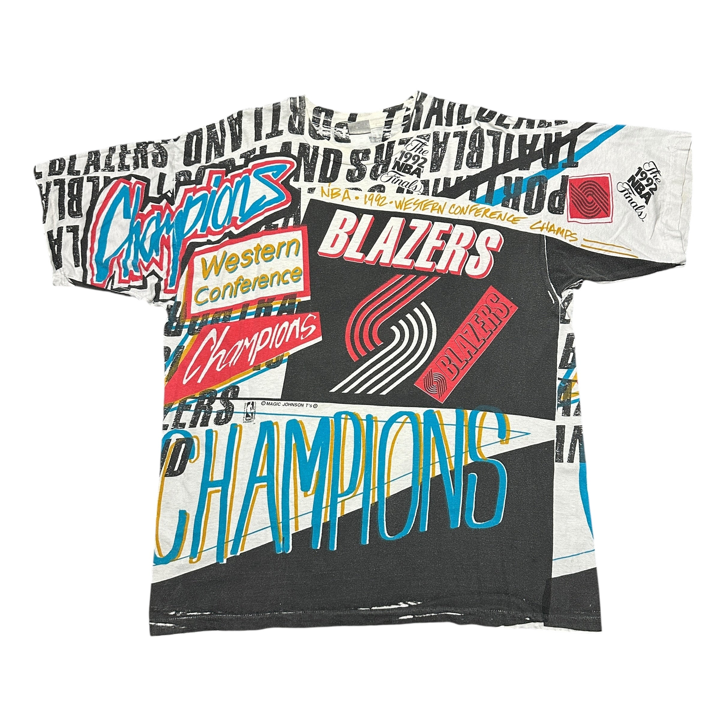 1992 Magic Johnson Portland Trailblazers Champions NBA AOP