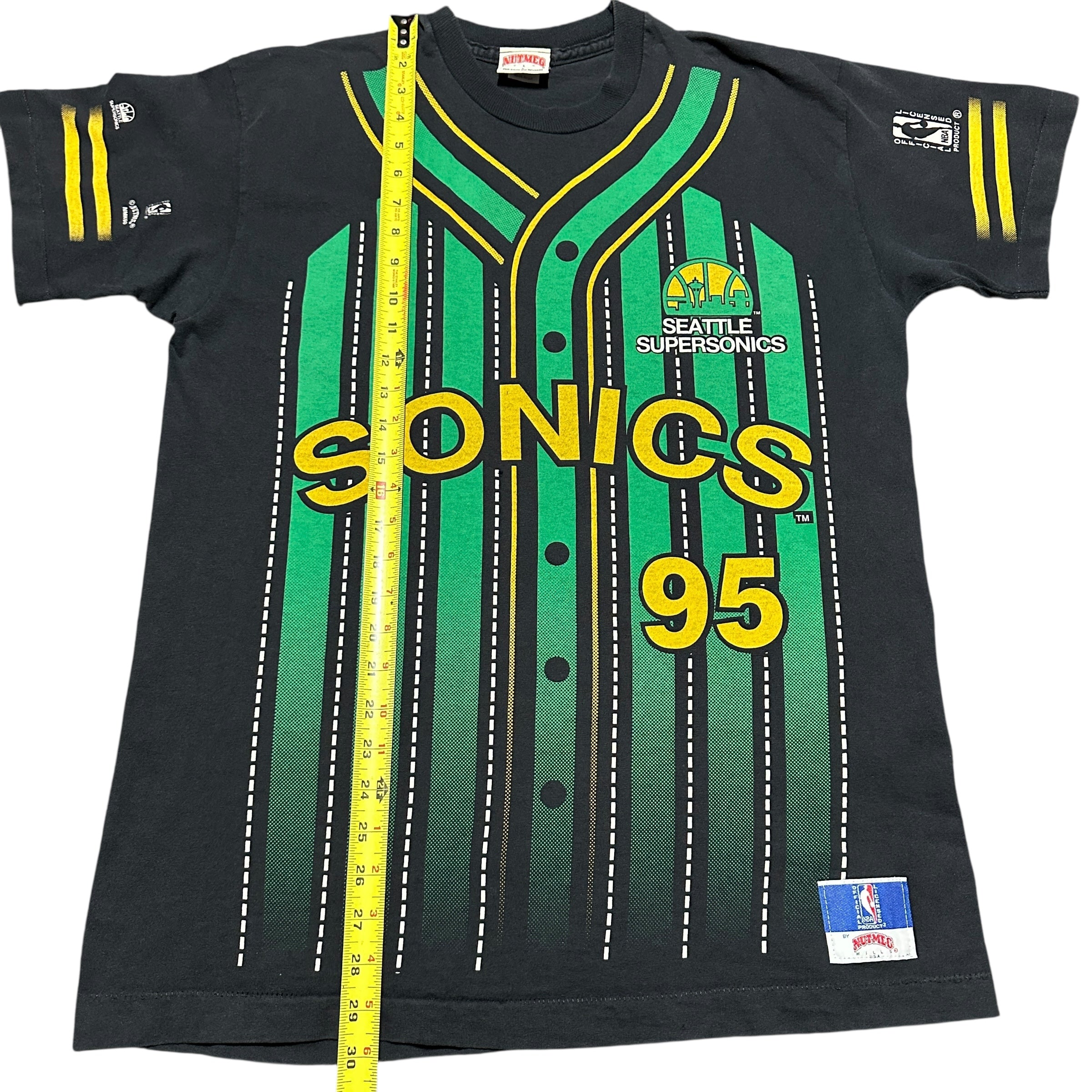 1990s Seattle SuperSonics Nutmeg Baseball Style NBA AOP