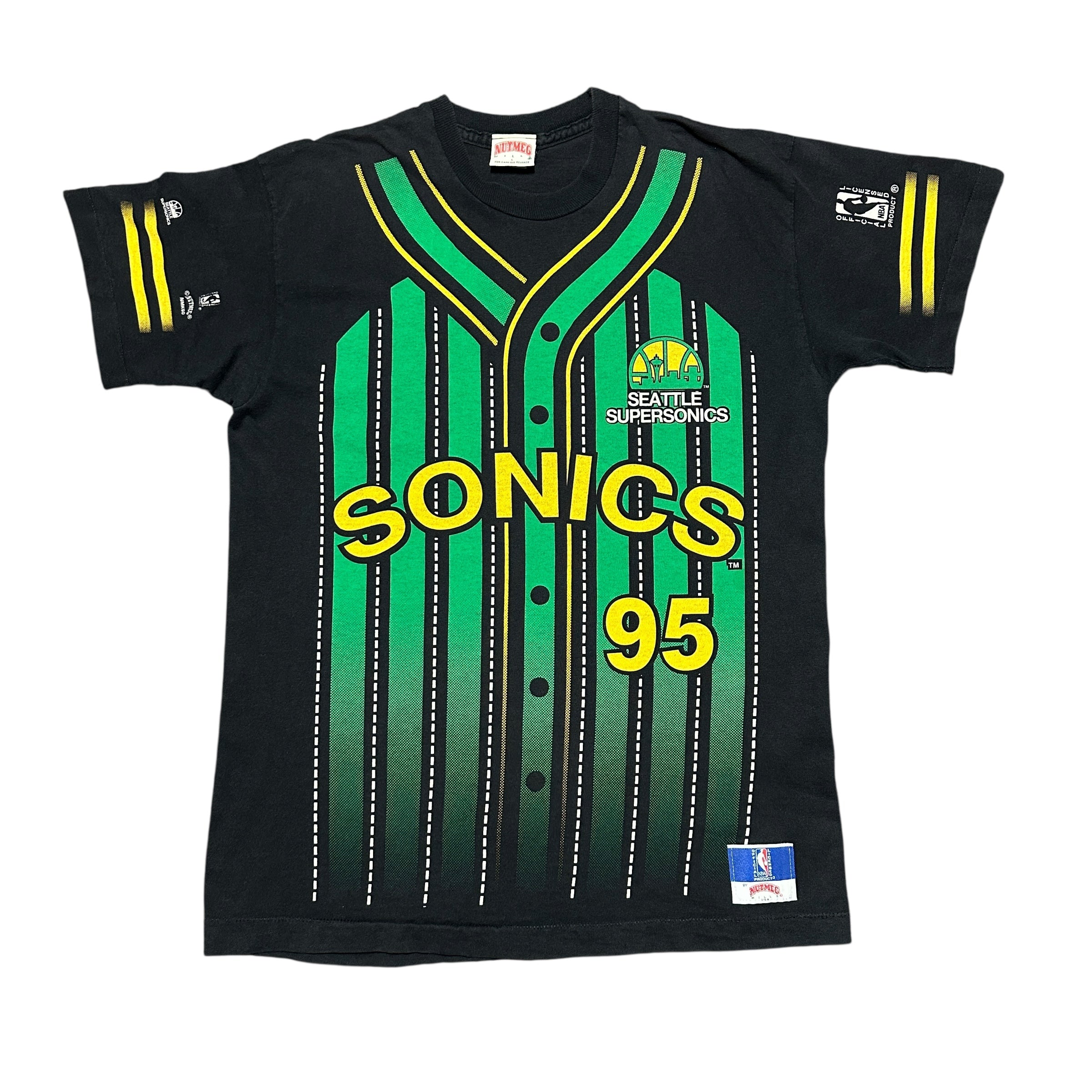 1990s Seattle SuperSonics Nutmeg Baseball Style NBA AOP
