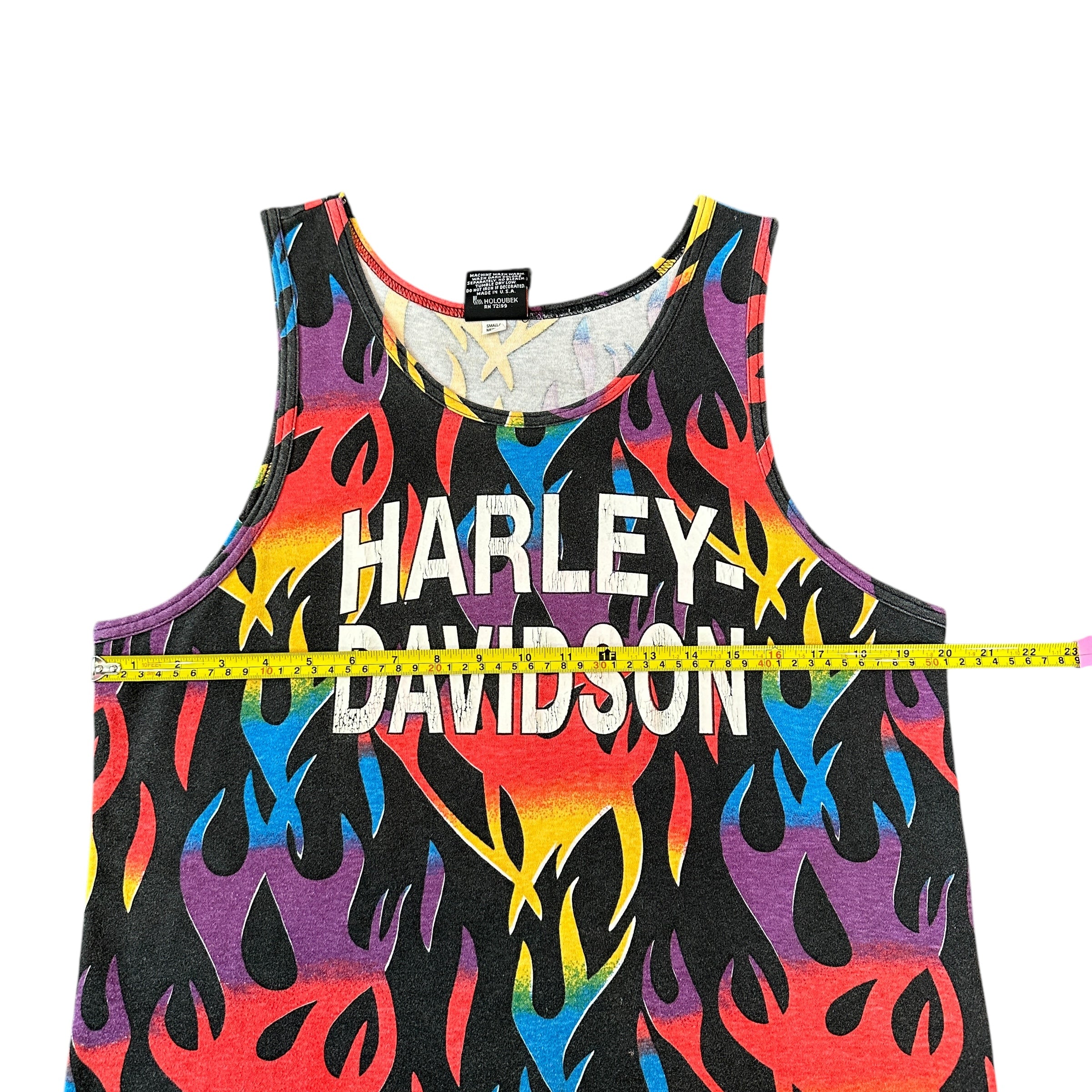 1990s Harley Davidson AOP Rainbow Flames Tank Top