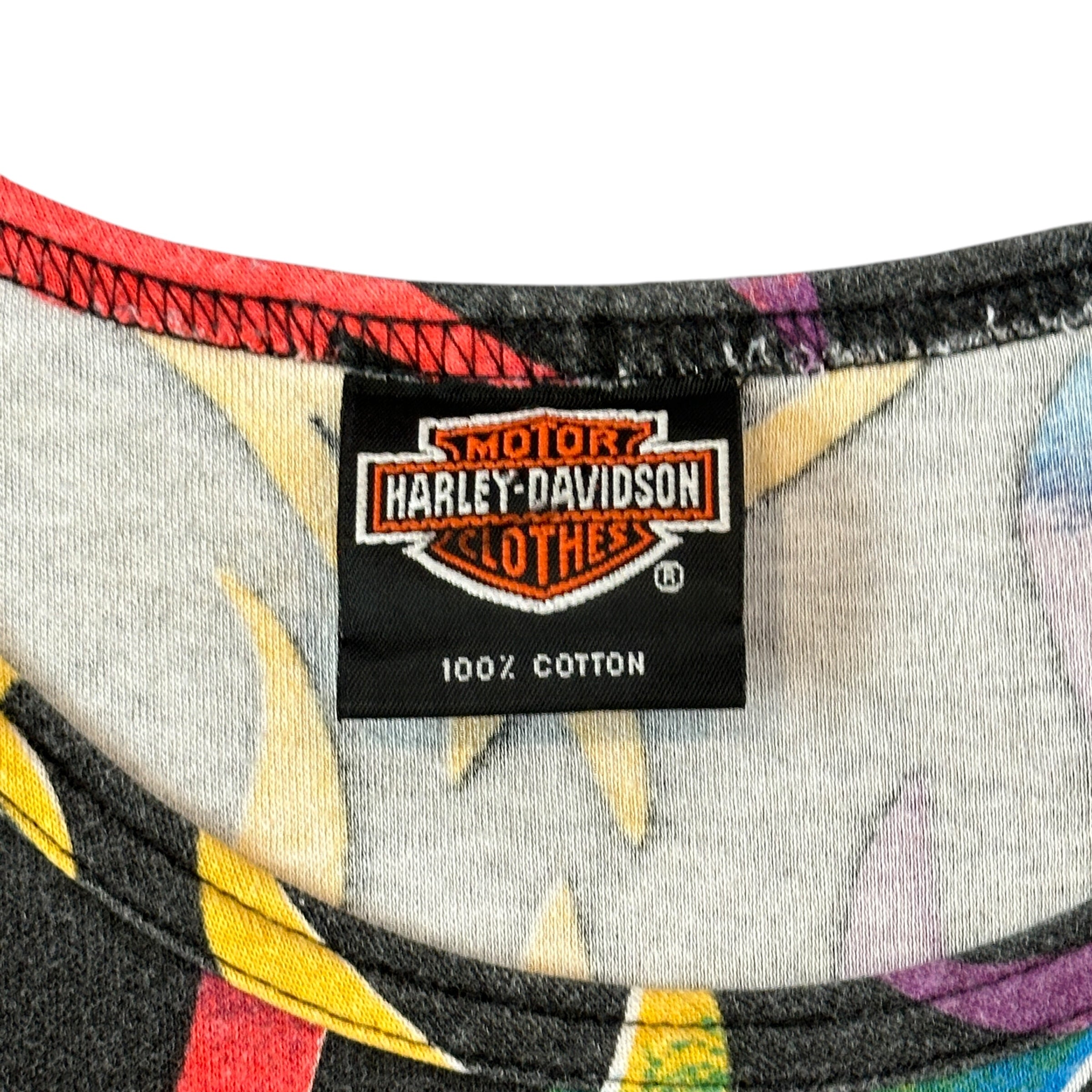 1990s Harley Davidson AOP Rainbow Flames Tank Top